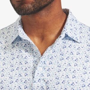 Mizzen+Main Blue Patterned Polo Shirt